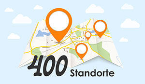 eine Karte mit Wegpunkten und der Aufschrift 400 Standorte